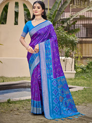 Orange POORVIKA  Pochampalli Silk Saree