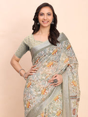 peach canvas of culture linen cotton saree