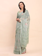 peach canvas of culture linen cotton saree