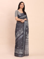 Cotton Saree with Tribal Floral Print | Bold Ethnic Design | Lightweight Casual & Festive Saree for Women