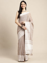 grace sea green linen saree