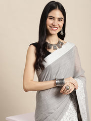 grace sea green linen saree