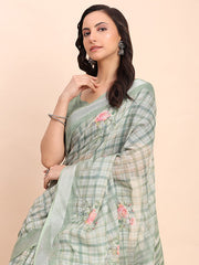 peach canvas of culture linen cotton saree