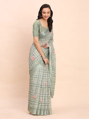 peach canvas of culture linen cotton saree