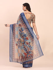 Cotton Saree with Tribal Floral Print | Bold Ethnic Design | Lightweight Casual & Festive Saree for Women