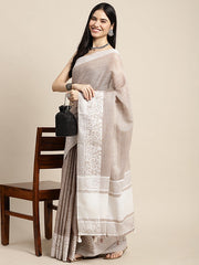 grace sea green linen saree