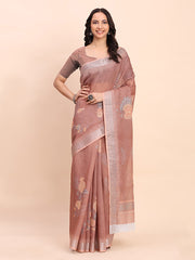 peach canvas of culture linen cotton saree