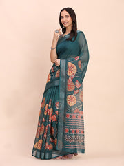 peach canvas of culture linen cotton saree