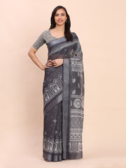 Cotton Saree with Tribal Floral Print | Bold Ethnic Design | Lightweight Casual & Festive Saree for Women