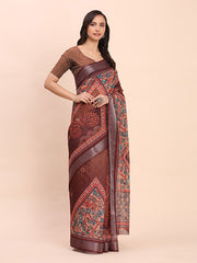 Cotton Saree with Tribal Floral Print | Bold Ethnic Design | Lightweight Casual & Festive Saree for Women