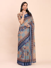 Cotton Saree with Tribal Floral Print | Bold Ethnic Design | Lightweight Casual & Festive Saree for Women