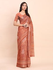 Cotton Saree with Tribal Floral Print | Bold Ethnic Design | Lightweight Casual & Festive Saree for Women