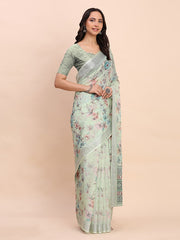 peach canvas of culture linen cotton saree