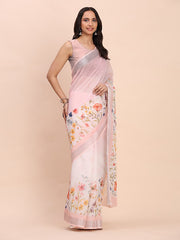 peach canvas of culture linen cotton saree