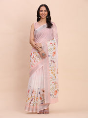 peach canvas of culture linen cotton saree