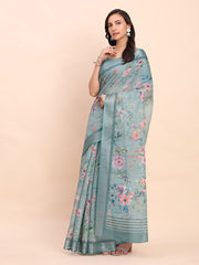 Cotton Saree with Tribal Floral Print | Bold Ethnic Design | Lightweight Casual & Festive Saree for Women