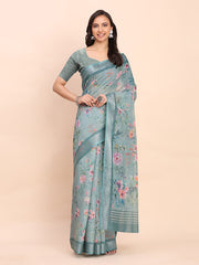 Cotton Saree with Tribal Floral Print | Bold Ethnic Design | Lightweight Casual & Festive Saree for Women