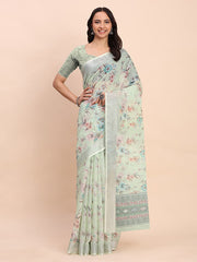peach canvas of culture linen cotton saree