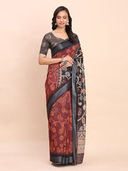 Cotton Saree with Tribal Floral Print | Bold Ethnic Design | Lightweight Casual & Festive Saree for Women