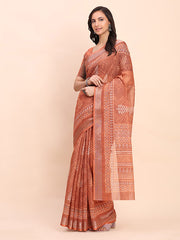 Cotton Saree with Tribal Floral Print | Bold Ethnic Design | Lightweight Casual & Festive Saree for Women