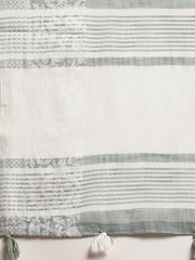 grace sea green linen saree