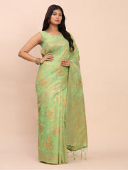 barely blush  linen cotton saree