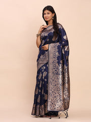 Banarasi Silk Saree with Rich Zari Weaving Border and Pallu for Wedding and Festive Wear