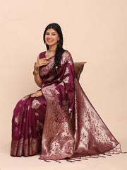 Banarasi Silk Saree with Rich Zari Weaving Border and Pallu for Wedding and Festive Wear