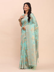 barely blush  linen cotton saree