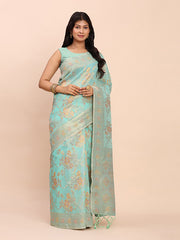 barely blush  linen cotton saree
