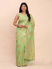 barely blush  linen cotton saree