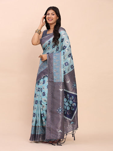 midnight bloom saree linen cotton saree