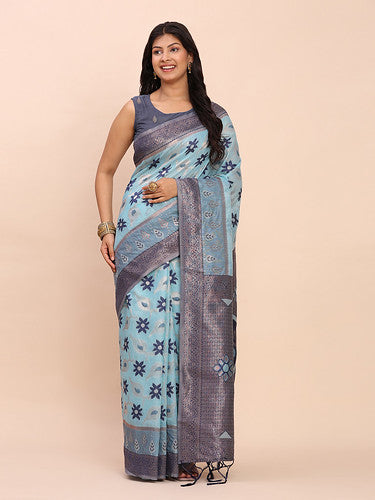 midnight bloom saree linen cotton saree