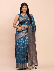 Banarasi Silk Saree with Rich Zari Weaving Border and Pallu for Wedding and Festive Wear