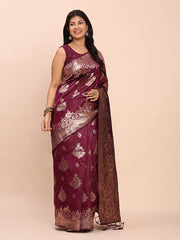 Banarasi Silk Saree with Rich Zari Weaving Border and Pallu for Wedding and Festive Wear