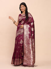 Banarasi Silk Saree with Rich Zari Weaving Border and Pallu for Wedding and Festive Wear