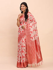 Elegant Linen Cotton Saree with Zari Woven Border and Pallu - Soft Lightweight Saree for Daily, Festive & Office Wear