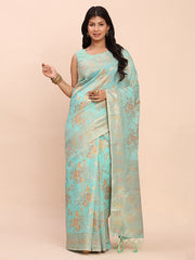 barely blush  linen cotton saree