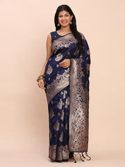 Banarasi Silk Saree with Rich Zari Weaving Border and Pallu for Wedding and Festive Wear