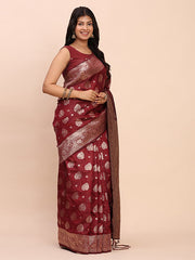 Banarasi Silk Saree with Rich Zari Weaving Border and Pallu for Wedding and Festive Wear