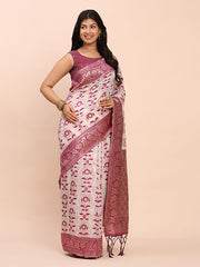 Elegant Linen Cotton Saree with Zari Woven Border and Pallu - Soft Lightweight Saree for Daily, Festive & Office Wear