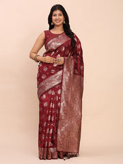 Banarasi Silk Saree with Rich Zari Weaving Border and Pallu for Wedding and Festive Wear