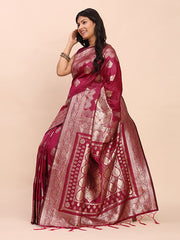 Banarasi Silk Saree with Rich Zari Weaving Border and Pallu for Wedding and Festive Wear