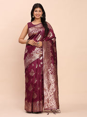 Banarasi Silk Saree with Rich Zari Weaving Border and Pallu for Wedding and Festive Wear