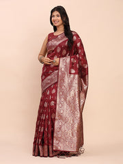 Banarasi Silk Saree with Rich Zari Weaving Border and Pallu for Wedding and Festive Wear