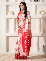 Elegant Woven Linen Cotton Saree for Durga Puja & Diwali | Ethnic Motif Design with Rich Zari Border | Soft, Breathable, Festive-Ready Traditional Drape