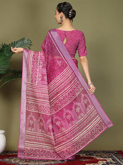 Printed Cotton Ready-to-Wear Saree with Pocket & Inner Lining | Comfortable Daily & Office Wear Saree for Women