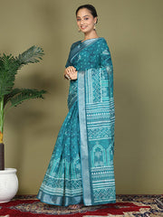 Printed Cotton Ready-to-Wear Saree with Pocket & Inner Lining | Comfortable Daily & Office Wear Saree for Women