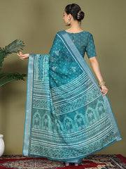Printed Cotton Ready-to-Wear Saree with Pocket & Inner Lining | Comfortable Daily & Office Wear Saree for Women