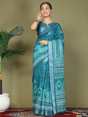 Printed Cotton Ready-to-Wear Saree with Pocket & Inner Lining | Comfortable Daily & Office Wear Saree for Women